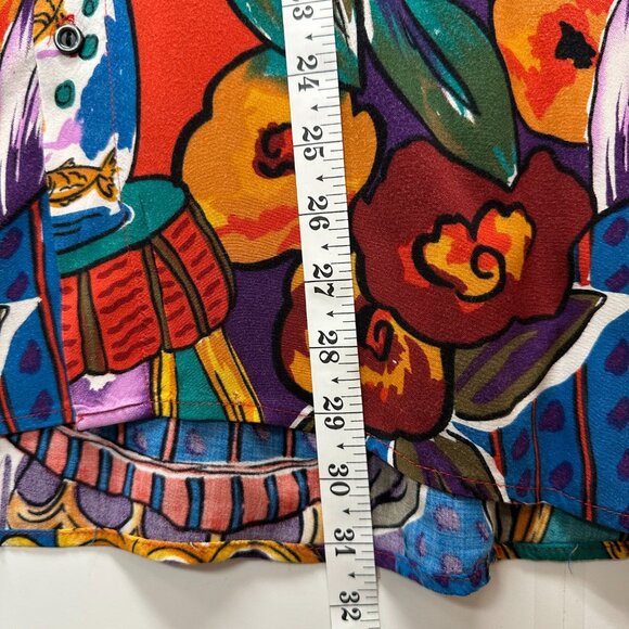 Vintage 80s-90s Natural Issue Rayon Shirt M Tropical Abstract - Picture 6 of 7